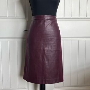 Women's Burgundy Faux Leather A-Line Skirt